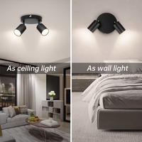 Plafonnier Spot Plafond Noir Mat GU10 Industriel 2 Voies Plafonnier Intérieur Luminaire pour Maisons