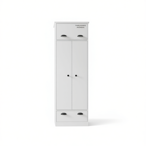 Armario de Dos Puertas Blanco con 1 Cajón, Diseño Elegante, Mueble de Dormitorio Moderno, Armario Independiente de Madera MDF - Product Image 1