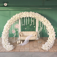 ANNIELU Nouveau support de toile de fond robuste en métal courbé réglable pour événements et décorations de scène de mariage