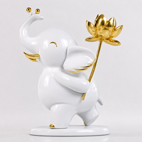 Sculpture d'éléphant blanc en résine personnalisée avec motif de lotus doré, résistante à la corrosion, logo personnalisé pour la décoration d'hôtels, de centres commerciaux et de jardins