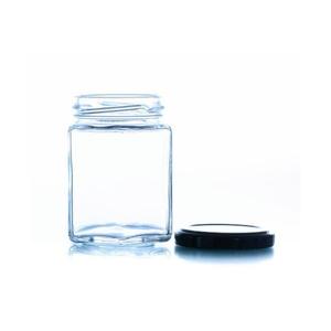 Barattoli di vetro esagonali da 250 ml con coperchi a vite - Product Image 1