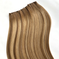 Cheveux humains doublement étirés, qualité supérieure Remy, couleur Balayage # Extensions de cheveux Hankow, toutes les couleurs, teintables, micro-link