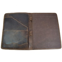 Bourbon de cuero marrón cartera profesional carpeta organizador Padfolio A4 escritura pluma y titular de la tarjeta hecha a mano
