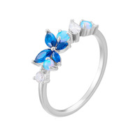 Fine 14k Or Bleu Zircon 925 Bijoux En Argent Sterling Papillon Opale Anneaux pour Femmes