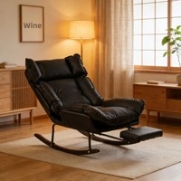 Fauteuil à bascule en bois massif rétro en forme de nuage, canapé paresseux, fauteuil inclinable de luxe léger pour salon, balcon et loisirs à domicile pour adultes