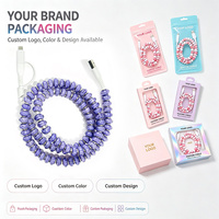 Câble de charge USB 3-en-1 scintillant violet à texture florale perlée, décoratif, multi-embouts, universel pour synchronisation de données téléphoniques