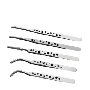Custom-made thickened stainless steel hollow tweezers, <b>sandblasting</b> tweezers, polishing heads, 2MM pointed, curved, perforated - Product Image 1