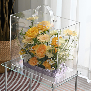 Caja de flores acrílica de alta transparencia, caja de regalo de flores hecha a mano de lujo para arte de tienda de flores, cajas de embalaje al por mayor - Product Image 4
