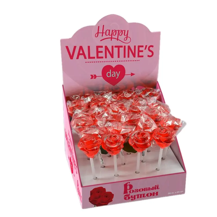 Hermosa 3d Rosa rojo caramelo lollipop candy para San Valentín