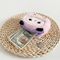 Porte-monnaie en peluche personnalisé avec logo, motif dessin animé mignon, mini chat, cerise, dégradé, panda, sac de rangement pour écouteurs, breloques