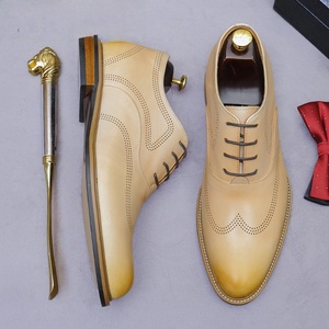 Chaussures de bureau Oxford faites à la main de haute qualité pour hommes blancs en cuir véritable imperméable automne soirée mariage tenue décontractée tenue Oxford - Product Image 3