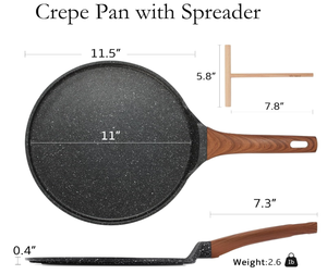 Poêle à oeufs en fonte d'aluminium Tawa Pizza Poêle à crêpes antiadhésive en granit Manche en bois de bakélite - Product Image 4