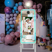 Station de Selfie Sociale, Cabine Photo de Mariage, Cabine Miroir avec Ordinateur 8G I5, Écran Tactile TV 22 Pouces, Miroir Magique LED RVB, Cabine Photo