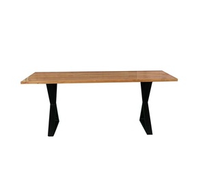 Mesa de comedor moderna en forma de X con patas artesanales de hierro de madera maciza, juegos de comedor de nuevo estilo para muebles de sala de estar y decoración del hogar - Product Image 1
