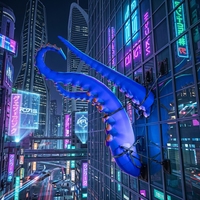 Modèles de dauphins gonflables LED personnalisés pour la décoration d'événements, ballons de dauphins gonflables suspendus pour les festivals d'art