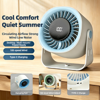 Ventilateur de circulation d'air AntarcChill pour bureau et mur, 100 vitesses, rechargeable, type C, silencieux, rotation à 360 degrés, ventilateur de table pour le camping