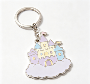 <b>Cute</b> Castle Soft Enamel Metal Key Chain Pastel Pendant <b>Keyring</b> Custom Logo Gift Souvenir - Product Image 3