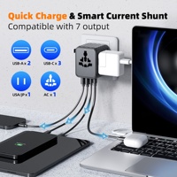 Adaptateur de voyage universel WorldPlug PD 5.6A 28W avec ports 2A3C Protection de sécurité compatible avec les écouteurs