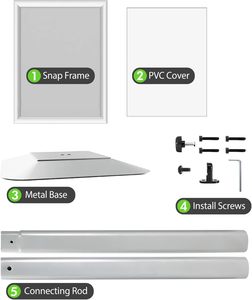 PENGLONG Espositore da Terra Moderno in Metallo Resistente, Supporto Regolabile per Cartelli 11x17 Pollici A3/A4 Nero per Pubblicità in Negozi/Caffè - Product Image 5