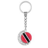 Porte-clés personnalisé en forme de croissant de lune rotatif, drapeau national de Kosrae, porte-clés en alliage creux double face avec cabochon pour souvenir