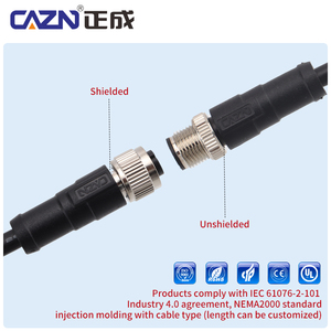 Conectores de Cable de Alimentación de PVC/PUR Moldeados, Blindados de Fábrica, de 1 Metro, M12 Rectos y en Ángulo Recto, de <span class=keywords><strong>2</strong></span>, <span class=keywords><strong>3</strong></span>, 4, 5, 6 y 12 Pines, Hembra y Macho - Product Image 4