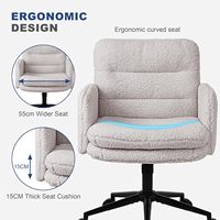 Chaise de bureau ergonomique à hauteur réglable, solide et à dossier moyen, table de toilette confortable en fausse fourrure, chaise pivotante de loisirs pour la maison