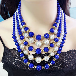 Collar de perlas de imitación en capas, conjunto de pendientes, joyería nupcial de boda, banquete de mujer, accesorios de moda bohemios, regalos de vacaciones - Product Image 5