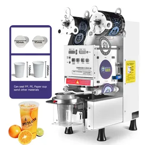 Máquina de sellado de vasos de papel de plástico automático, máquina de alta calidad y sellador de té de burbujas de mesa, máquina de sellado de tazas boba