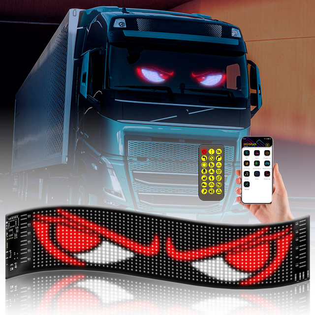 RGB Flexible Led Car Window Display Light Custom Animation Programmable Light Angel Devil Eye Lamp for Trucks