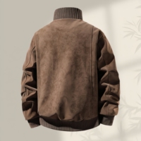 Blouson Bomber Rétro Homme Oversize en Cuir PU à Col Montant, Personnalisable, Coupe-Vent pour l'Hiver et les Activités de Plein Air, Veste de Moto pour Homme