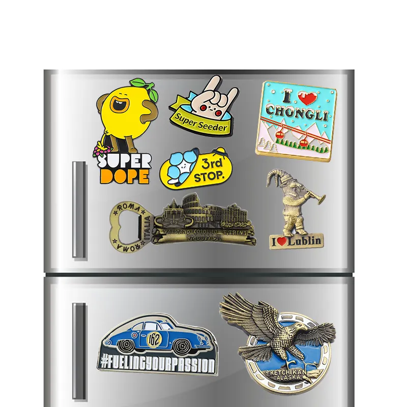 Magnete da frigorifero promozionale in metallo 3d Anime carino souvenir City magnete da frigorifero personalizzato magnete da frigorifero smaltato morbido con Logo