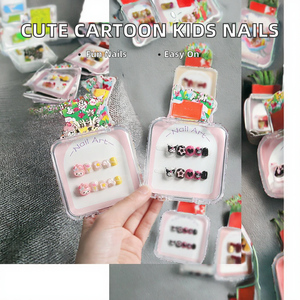 Lot de 24 faux ongles ultra-fins à motifs de dessins animés vintage pour enfants, à porter sans trace, mignons et courts, application facile sur les doigts - Product Image 3