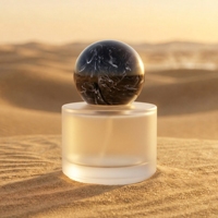 Flacon pulvérisateur de parfum cylindrique en verre givré personnalisé et unique, avec couvercle sphérique en résine, 30ml 50ml 100ml, boîte d'emballage étanche