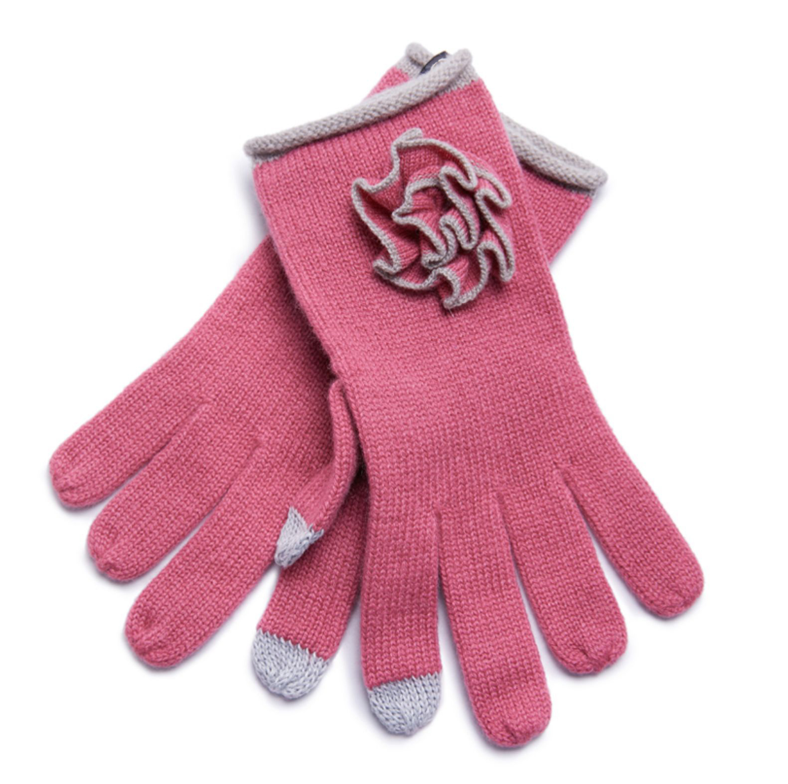 Женские кашемировые вязаные перчатки с украшением в виде цветов