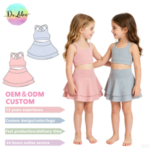 Ensemble de yoga pour enfants, vêtements de sport, soutien-gorge à bretelles, évacuation de l'humidité, taille et couleur personnalisées, certifié <span class=keywords><strong>CE</strong></span>, vêtements de sport pour filles - Product Image 1
