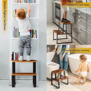 Tabouret d'escalade en bois avec structure métallique pour enfants et adultes, durable, multi-usages, design industriel - Product Image 4