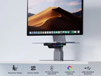 IDock Boîte avec logo personnalisé en usine Support pour moniteur de lumière LED à hauteur réglable pour bureau à domicile avec ports USB
