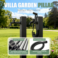 Robinet de jardin vertical en acier inoxydable et laiton finition noire chinoise pour système d'irrigation extérieur de villa