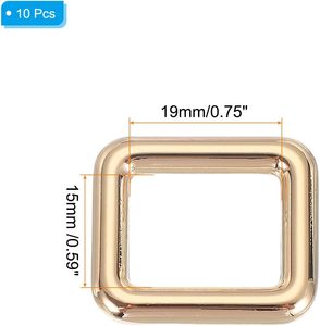 Hebillas rectangulares metálicas de aleación de zinc, ajustadores deslizantes para correas y cintas. - Product Image 2