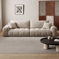 Canapé une place en tissu chenille style crème, garni de mousse de latex, moderne et simple, pour petit appartement, chambre ou salon, effet guimauve