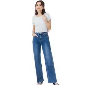2024 mode personnalisée en gros Denim Jeans pantalon pour femmes basique droit Denim Jeans - Product Image 1