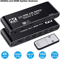 Commutateur matriciel HDMI SYONG 4K60Hz pour HDMI 2.0b 2x4, répartiteur 2 entrées 4 sorties, accessoire audio et vidéo pour PC, ordinateur portable, PS4, TV, lecteur DVD