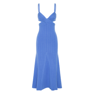 GUOOU OEMサマーホリデーパーティーセクシーカットアウトウエストクロス効果セーターカジュアルカスタム無地ニットミディドレス女性 - Product Image 1