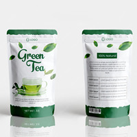 Sachets de thé matcha personnalisés avec logo imprimé, 30g, 50g, 100g, sachets refermables en aluminium, sachets en plastique pour emballage alimentaire