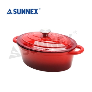 Cacerola Holandesa Ovalada de Hierro Fundido Sunnex, Color Rojo, con Tapa - Product Image 1