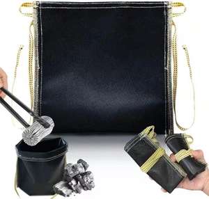 Sac antiadhésif <span class=keywords><strong>pour</strong></span> <span class=keywords><strong>barbecue</strong></span> sac résistant au feu avec corde portable <span class=keywords><strong>pour</strong></span> le repos sac de rangement au charbon de bois noir - Product Image 6
