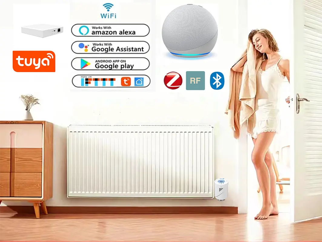 Smart Heating Radiator Thermostat WIFI ZIGBEE 3.0 TRV Programmable Compatible With Tuya Google Assistant Echo Amazon Alexa