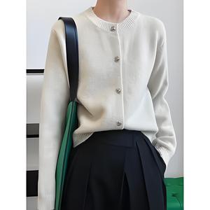 Cardigan da <span class=keywords><strong>Donna</strong></span> per il Nuovo Anno all'Ingrosso, Maglione Corto Lavorato a Maglia Morbido e Cerato con Volant, Casual a Maniche Lunghe - Product Image 4