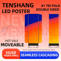 Afficheur LED portable double face, design tri-pliant avec flight case, écran P1.86 P2.5 pour événements, locations, marketing de rue