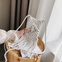 Caliente pequeño de moda Boho algodón niñas regalo Smartphone bolsa móvil soporte macramé hombro hecho a mano teléfono bolsa